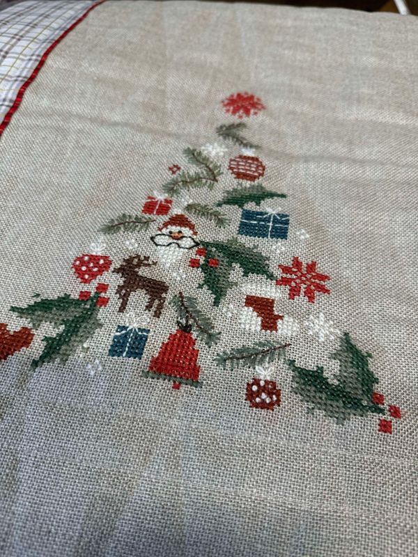Merry Christmas, pute og løper i korssting